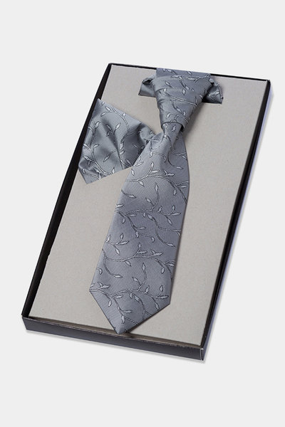 Żakardowy krawatnik chłopięcy grafitowy - krgr